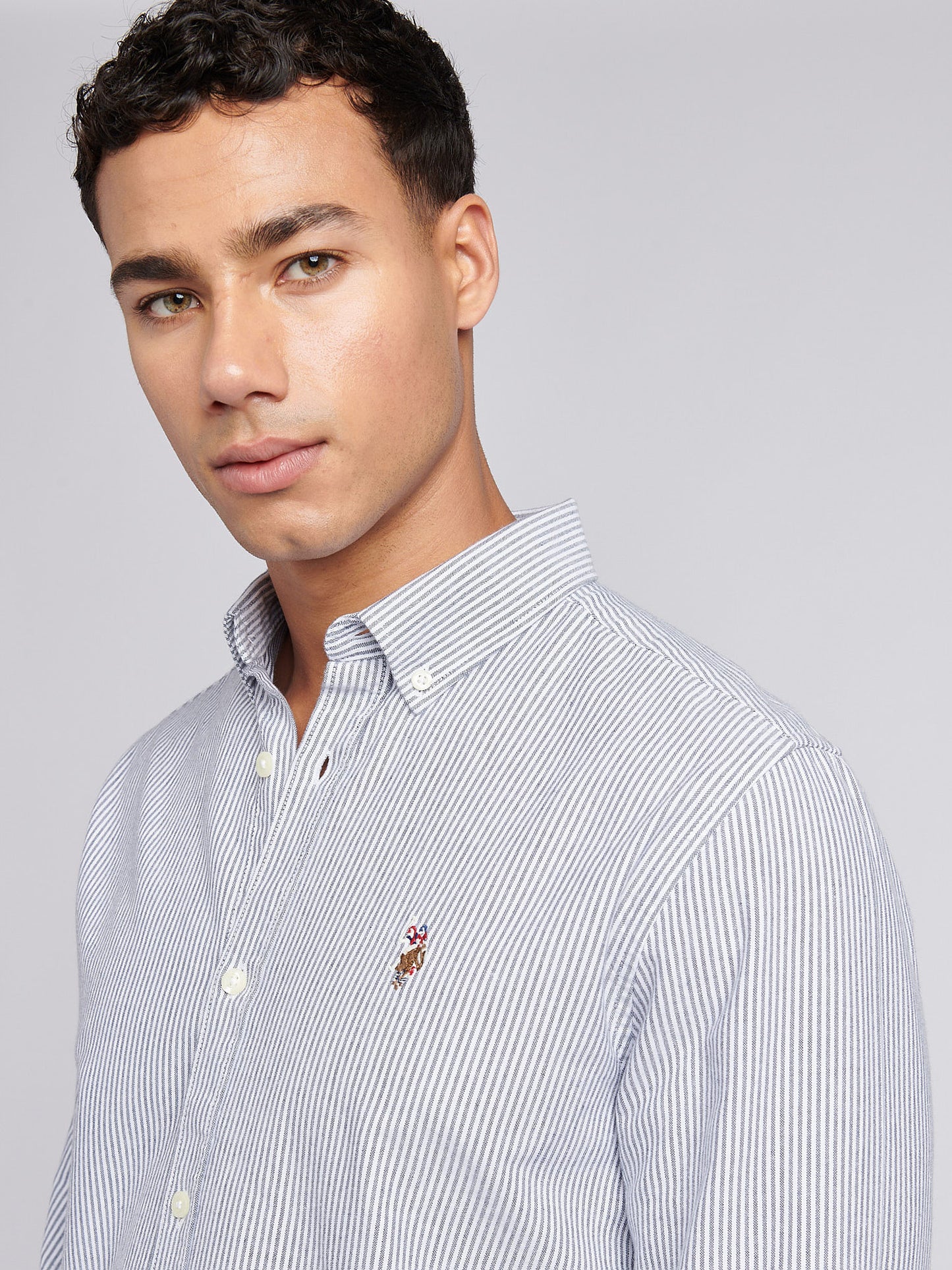 Mens Oxford Stripe  Shirt Dark Sapphire Navy