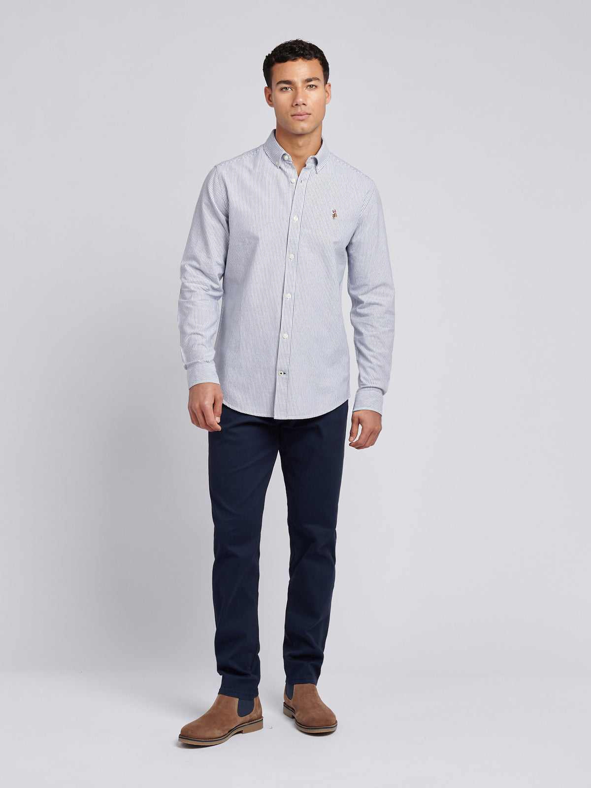 Mens Oxford Stripe  Shirt Dark Sapphire Navy
