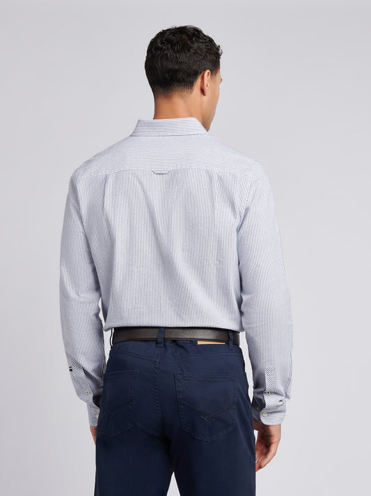 Mens Oxford Stripe  Shirt Dark Sapphire Navy