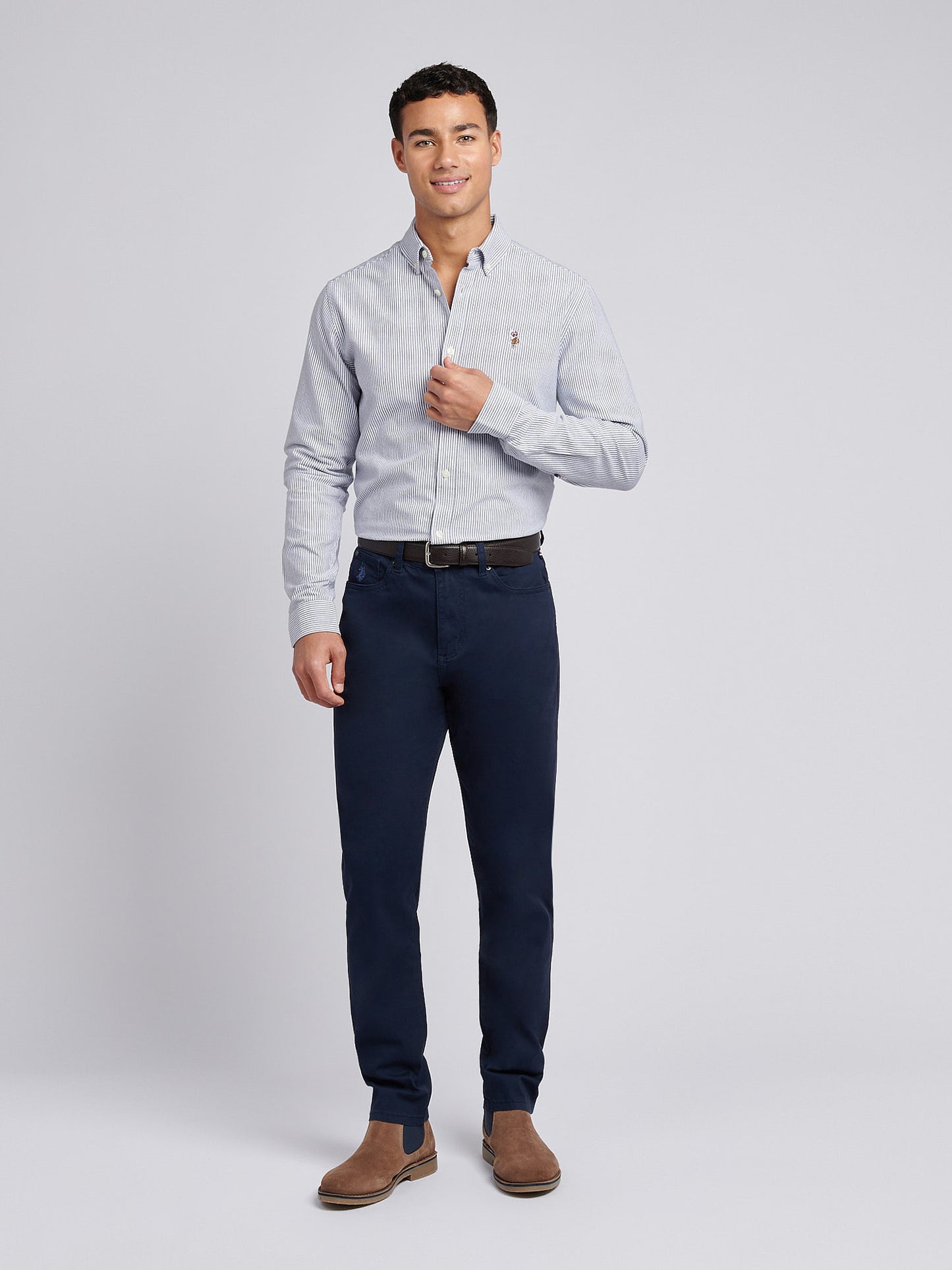 Mens Oxford Stripe  Shirt Dark Sapphire Navy