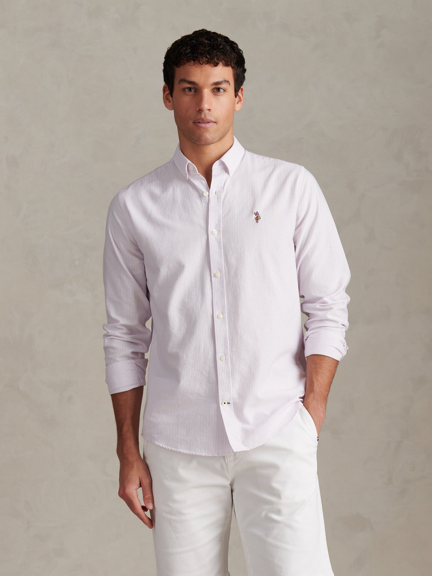 Mens Oxford Stripe  Shirt in Lilac Breeze