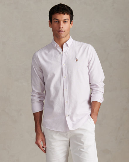 Mens Oxford Stripe  Shirt Lilac Breeze