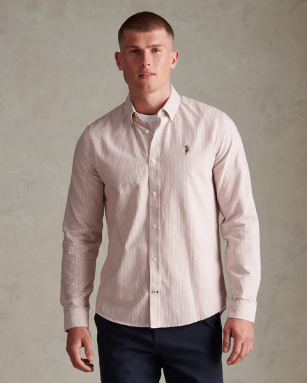 Mens Oxford Stripe  Shirt Autumn Leaf