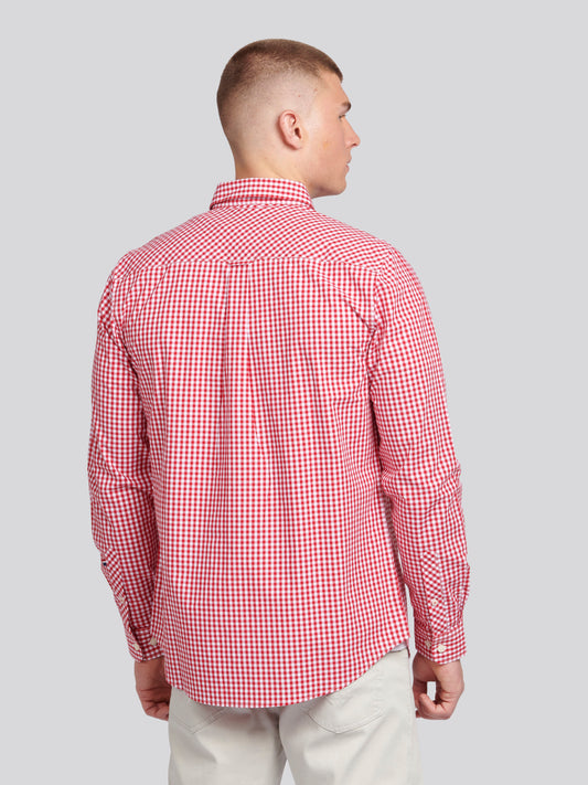 Mens Gingham Shirt in Haute Red
