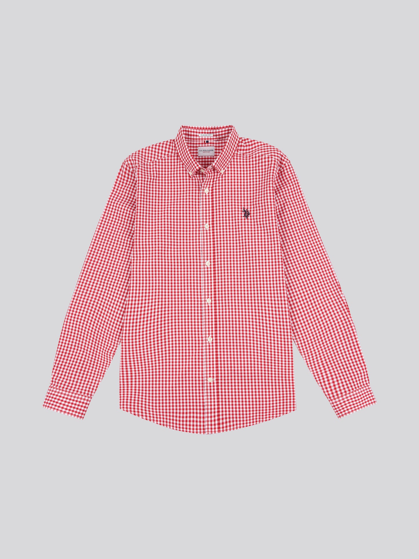 Mens Gingham Shirt in Haute Red