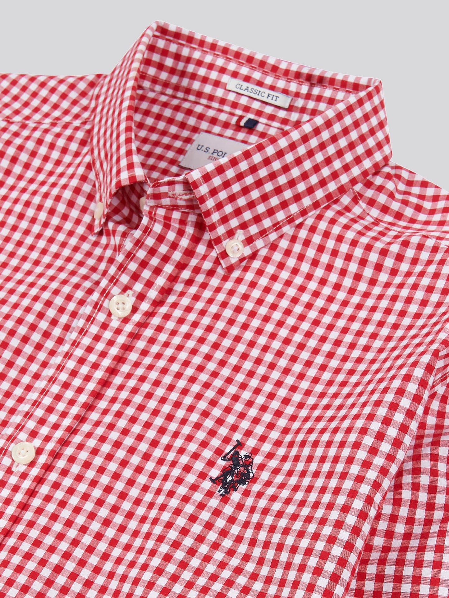 Mens Gingham Shirt in Haute Red