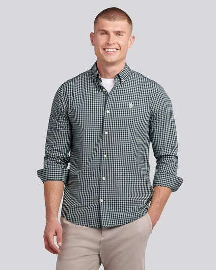 Mens Gingham Shirt in Iceberg Green