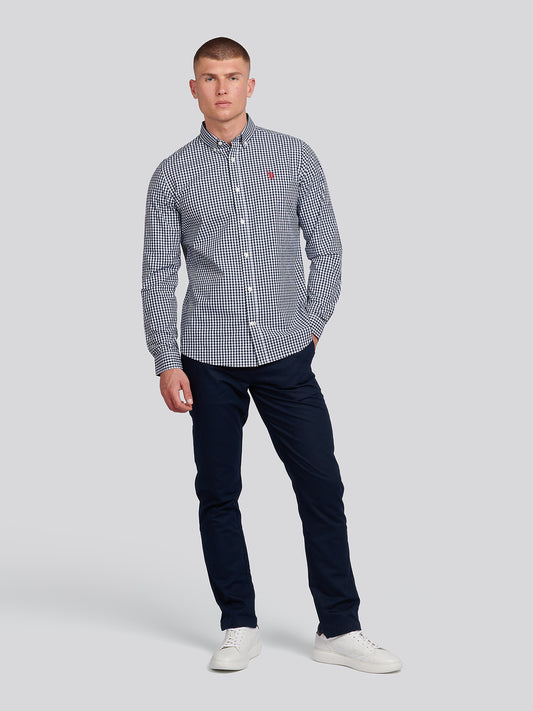 Mens Gingham Shirt in Dark Sapphire Navy