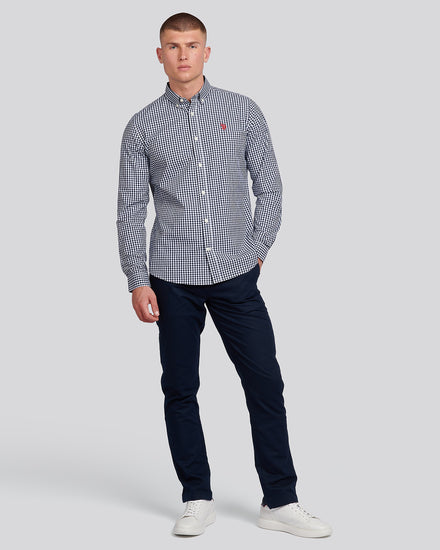 Mens Gingham Shirt in Dark Sapphire Navy