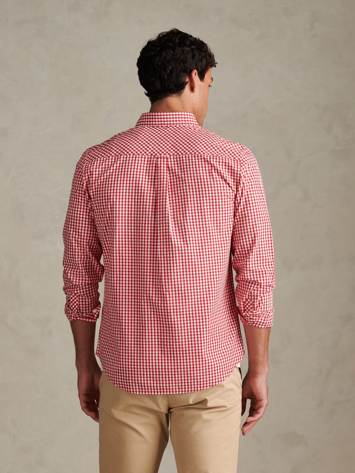 Mens Gingham Shirt Haute Red/Dark Sapphire Navy