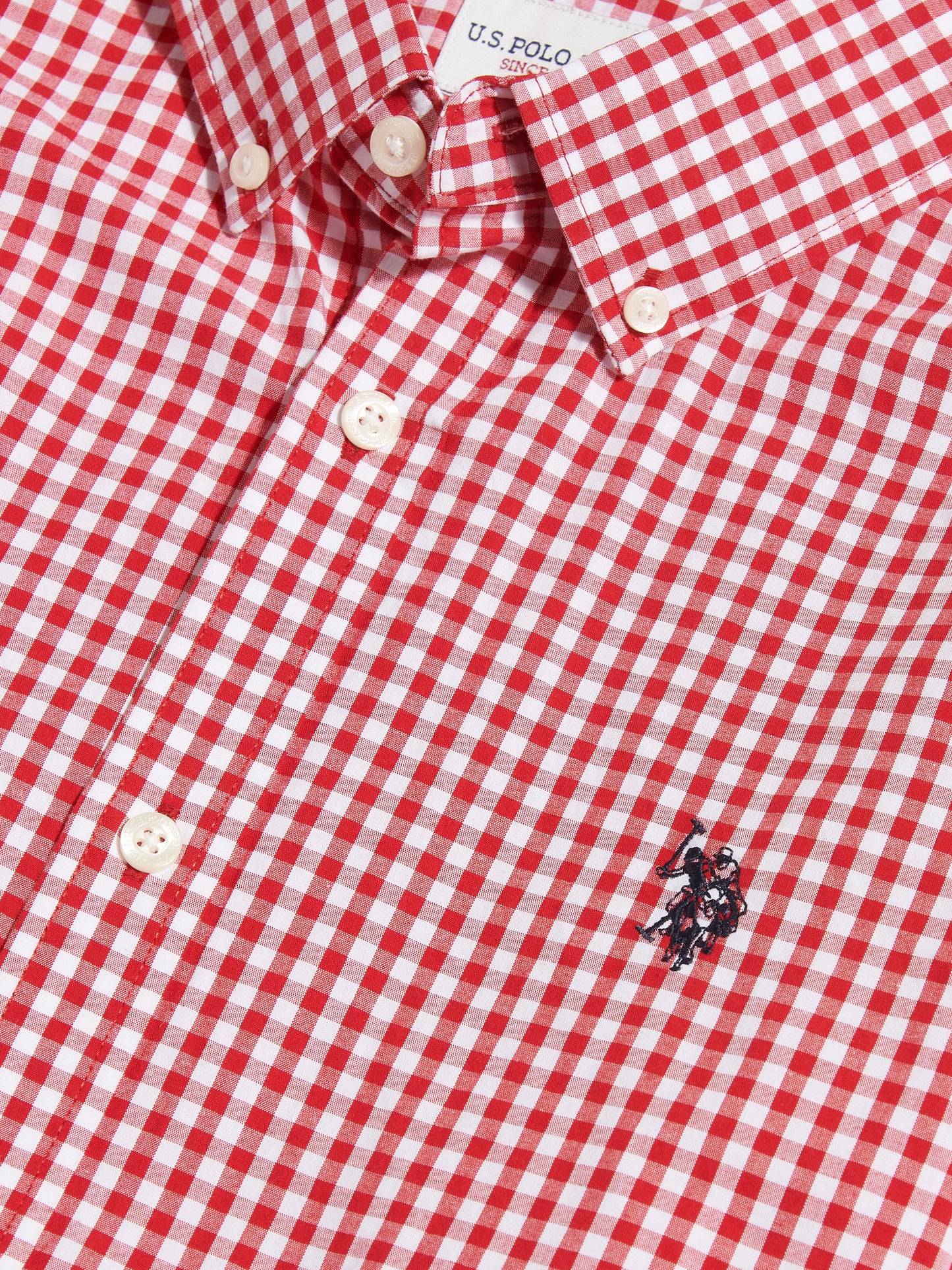 Mens Gingham Shirt Haute Red/Dark Sapphire Navy