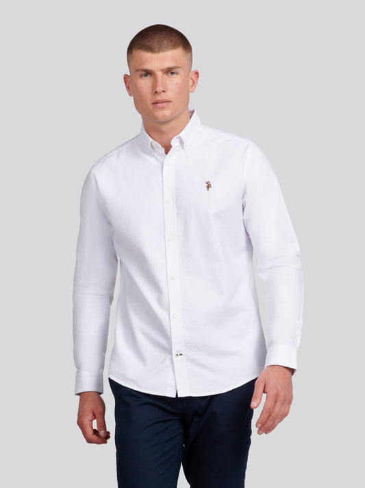 Mens Peached Oxford Shirt  in Bright White