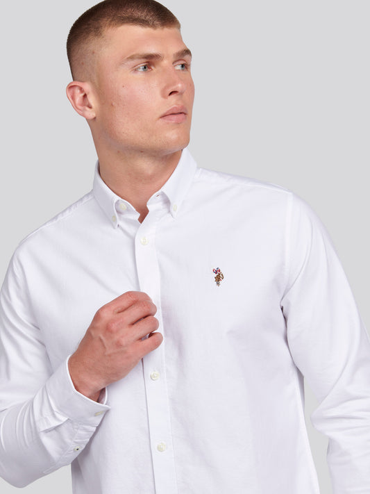 Mens Peached Oxford Shirt  in Bright White
