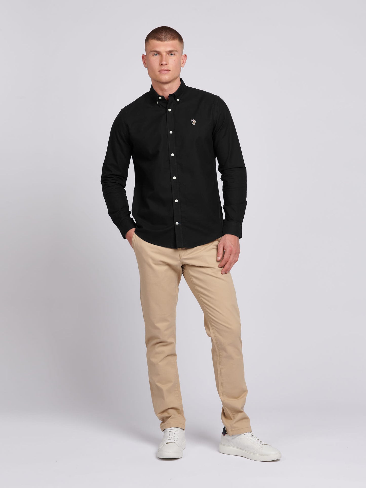 Mens Peached Oxford Shirt  in Black