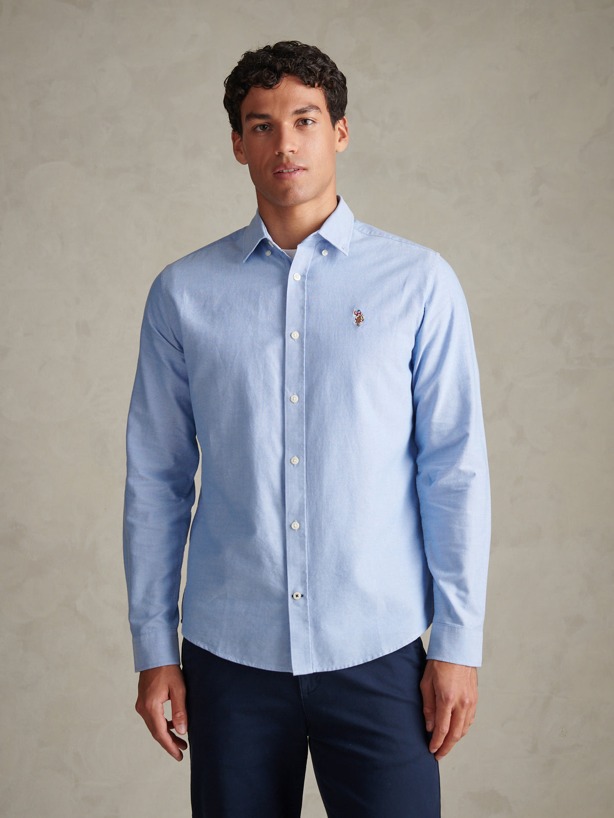 Mens Peached Oxford Shirt Blue Yonder