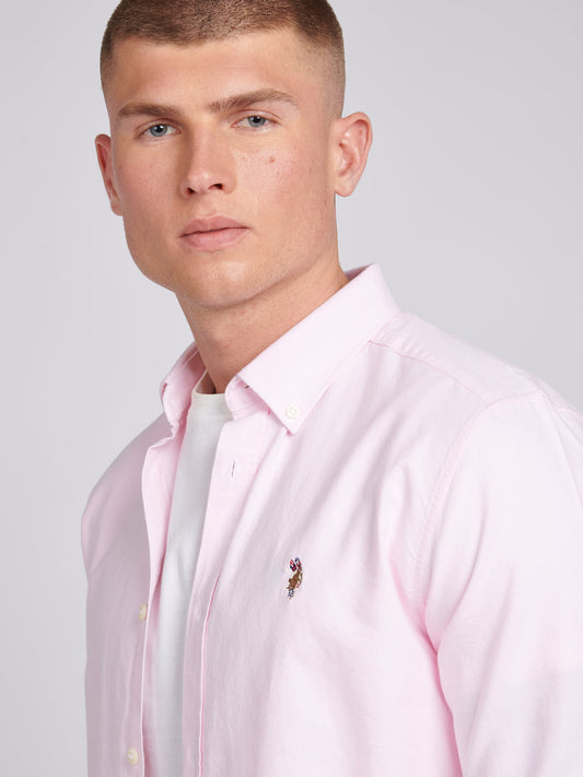 Mens Peached Oxford Shirt  in Orchid Pink