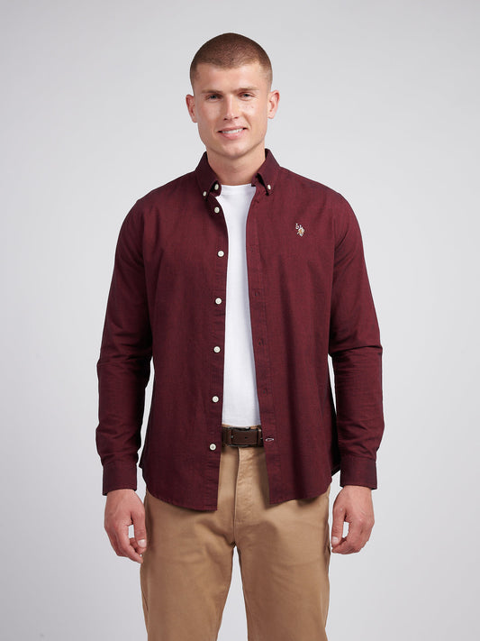 Mens Peached Oxford Shirt Tibetan Red