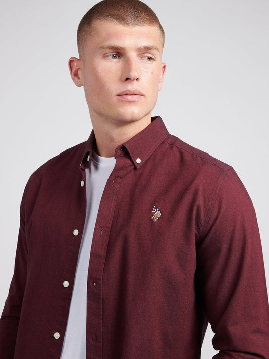 Mens Peached Oxford Shirt Tibetan Red