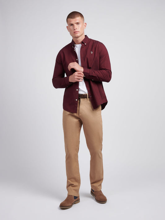 Mens Peached Oxford Shirt Tibetan Red