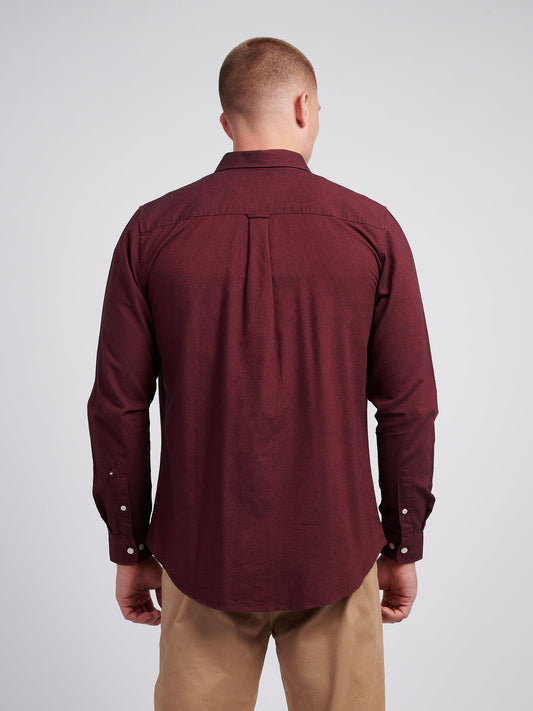 Mens Peached Oxford Shirt Tibetan Red