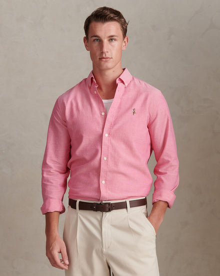 Mens Peached Oxford Shirt Chateau Rose