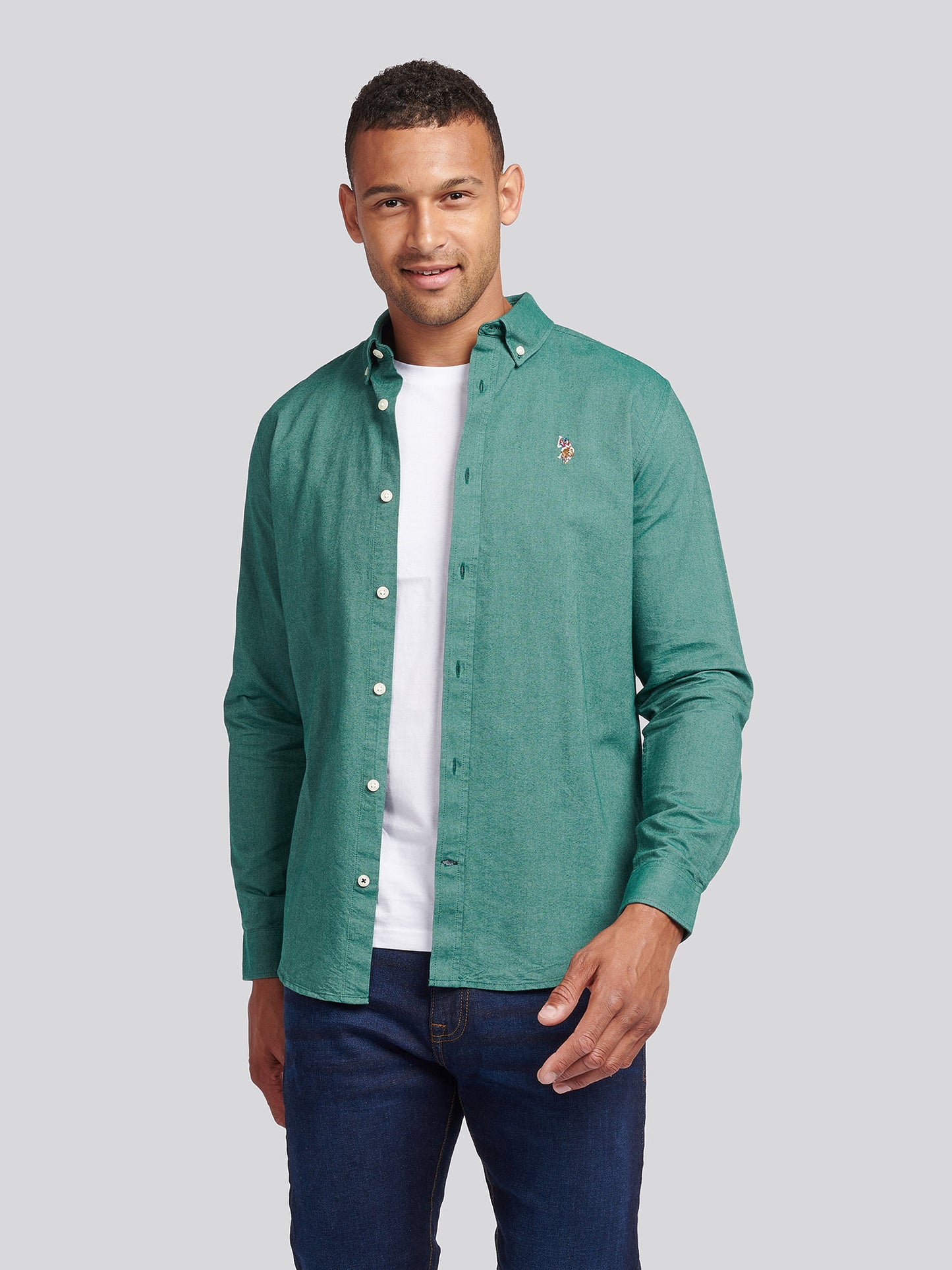 Mens Peached Oxford Shirt Rain Forest
