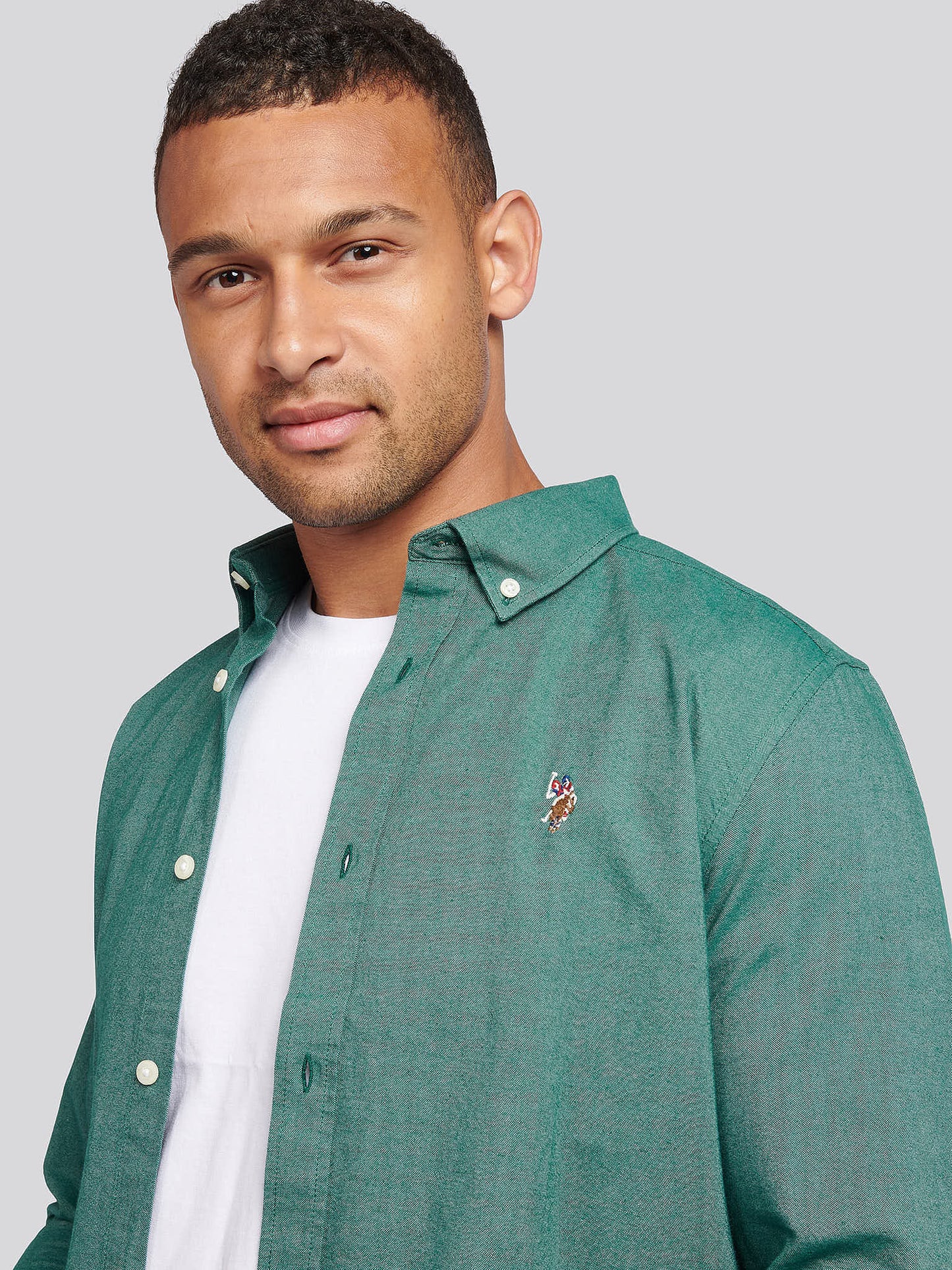 Mens Peached Oxford Shirt Rain Forest