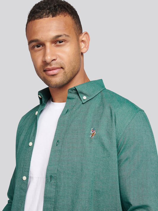 Mens Peached Oxford Shirt Rain Forest
