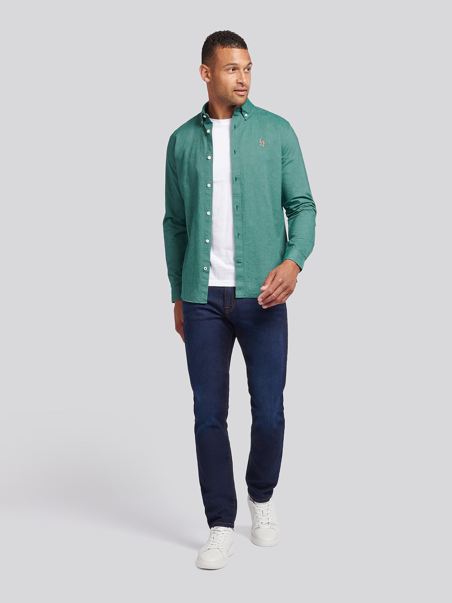 Mens Peached Oxford Shirt Rain Forest