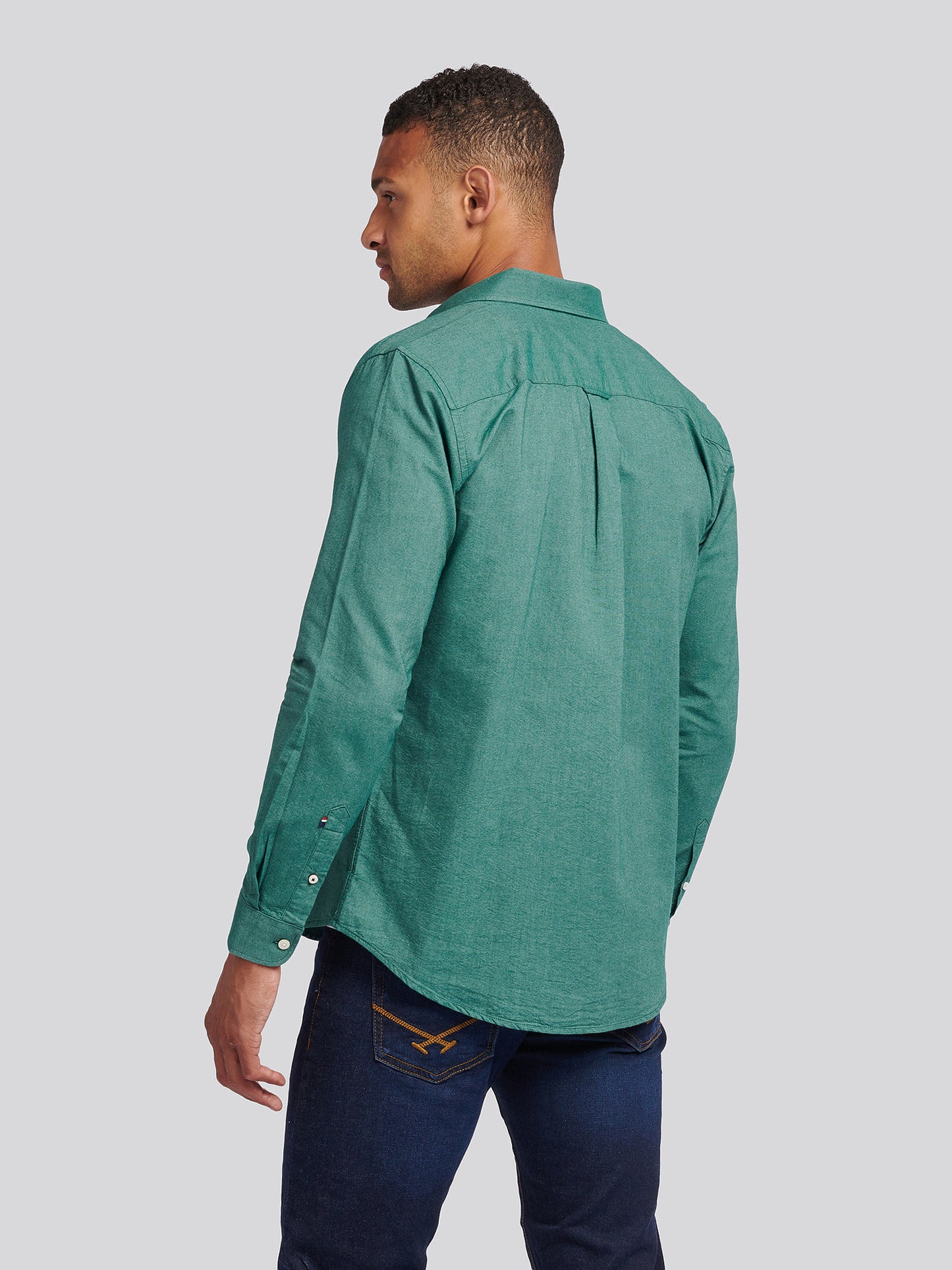 Mens Peached Oxford Shirt Rain Forest