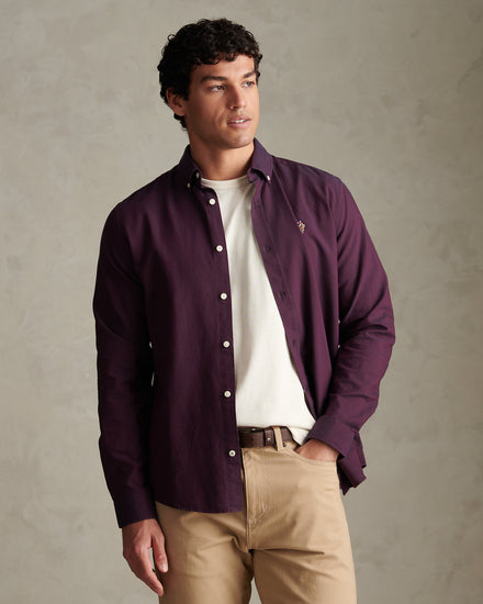 Mens Peached Oxford Shirt Fig