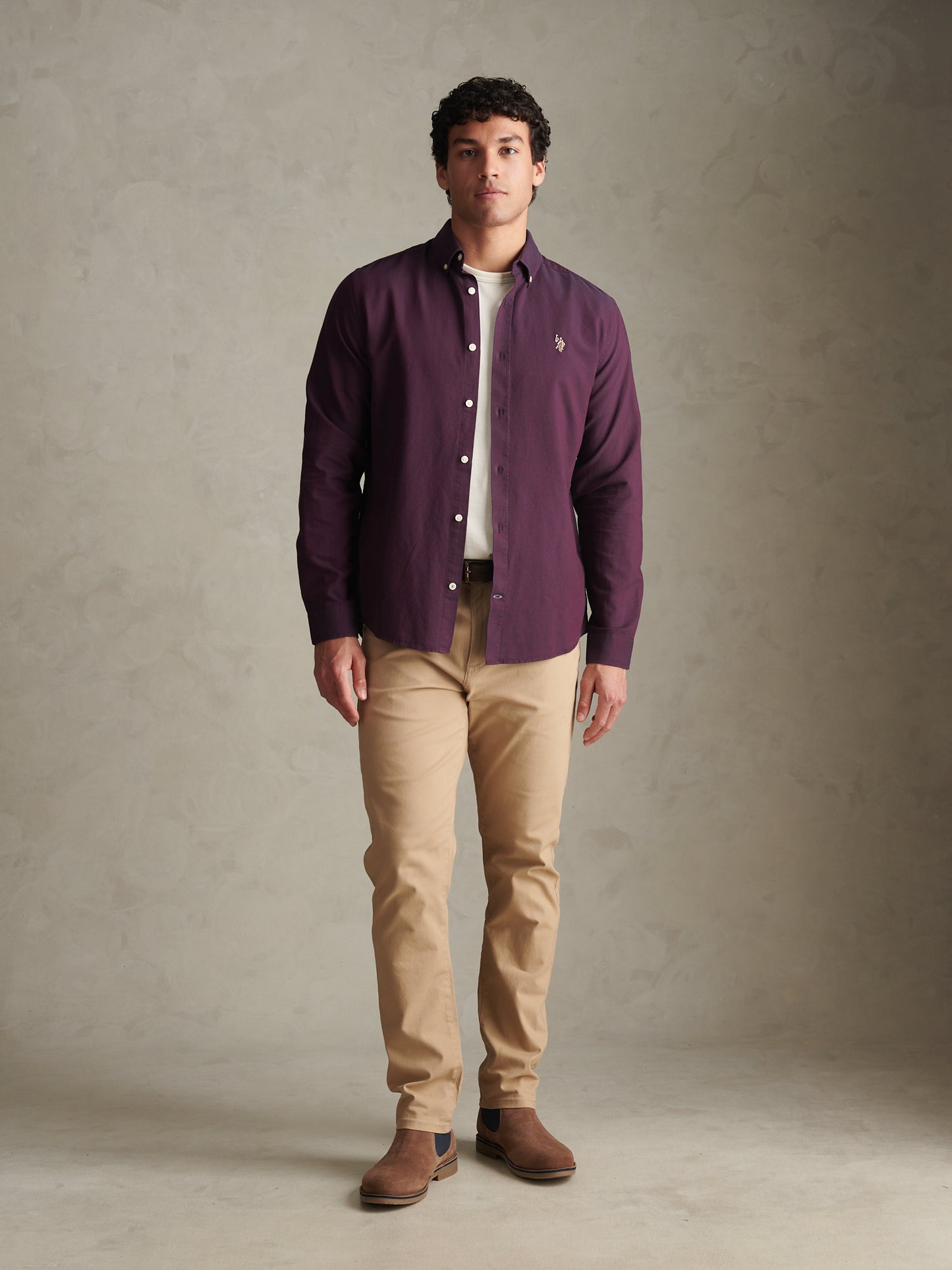 Mens Peached Oxford Shirt Fig