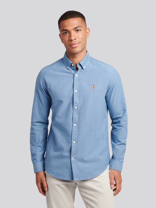 Mens Peached Oxford Shirt  in Vintage Indigo