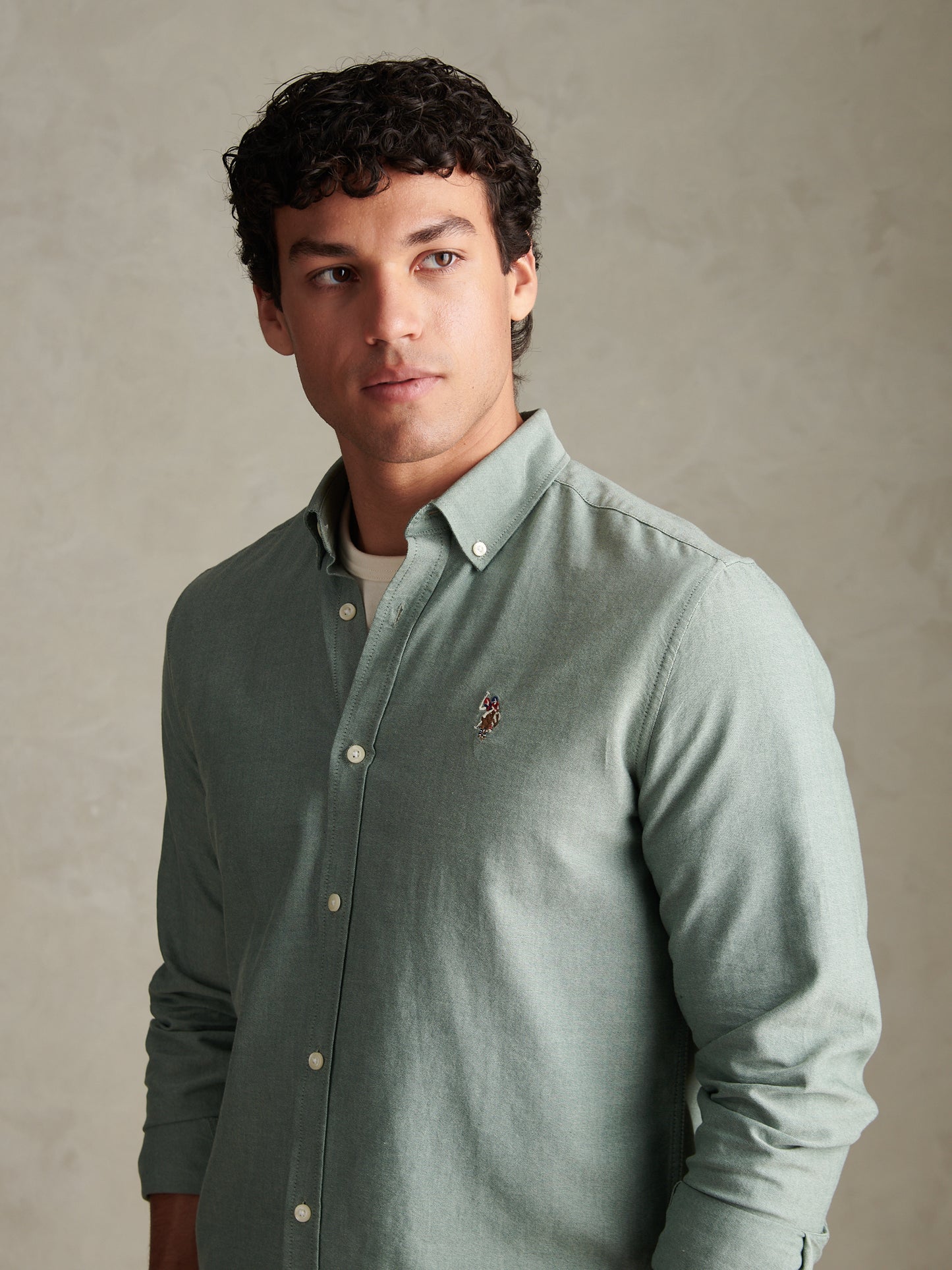 Mens Peached Oxford Shirt Lily Pad