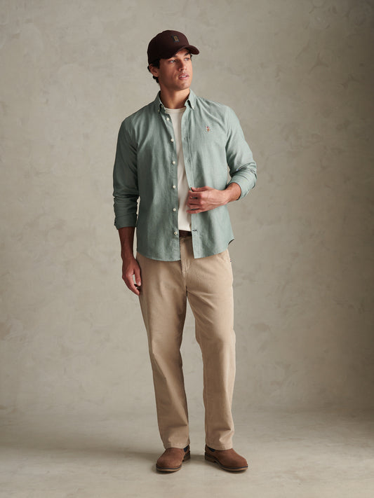 Mens Peached Oxford Shirt Lily Pad