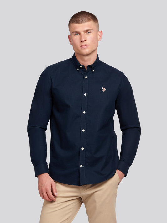 Mens Peached Oxford Shirt  in Dark Sapphire Navy
