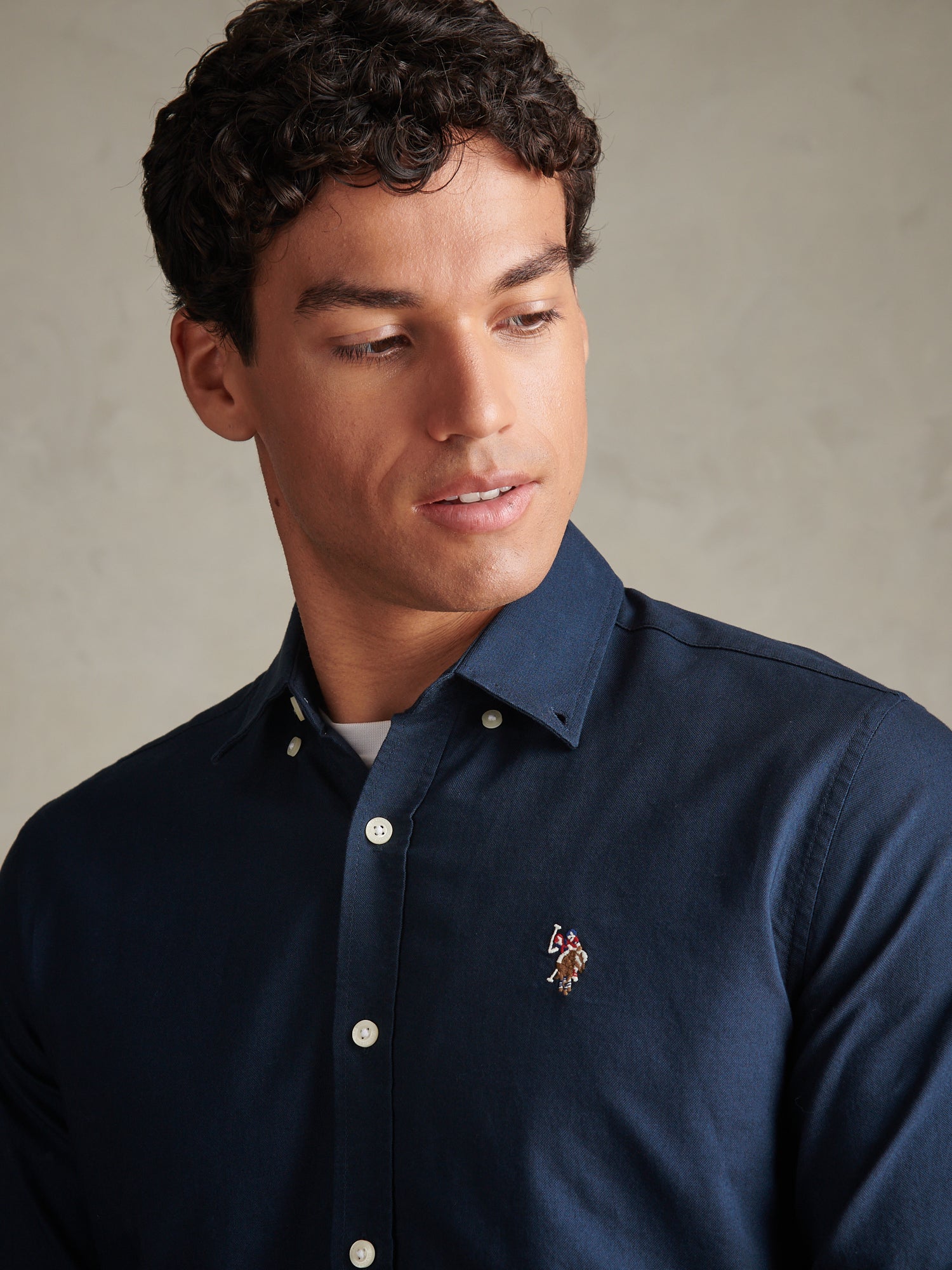 Mens Peached Oxford Shirt Dark Sapphire Navy – U.S. Polo Assn. UK