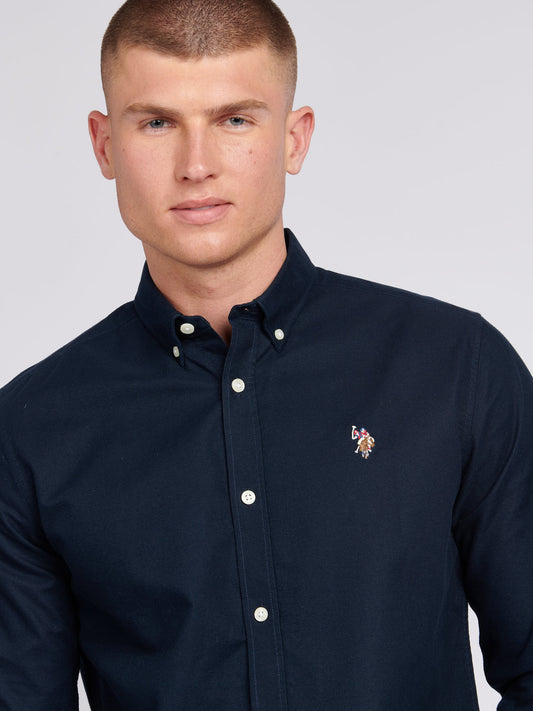 Mens Peached Oxford Shirt  in Dark Sapphire Navy