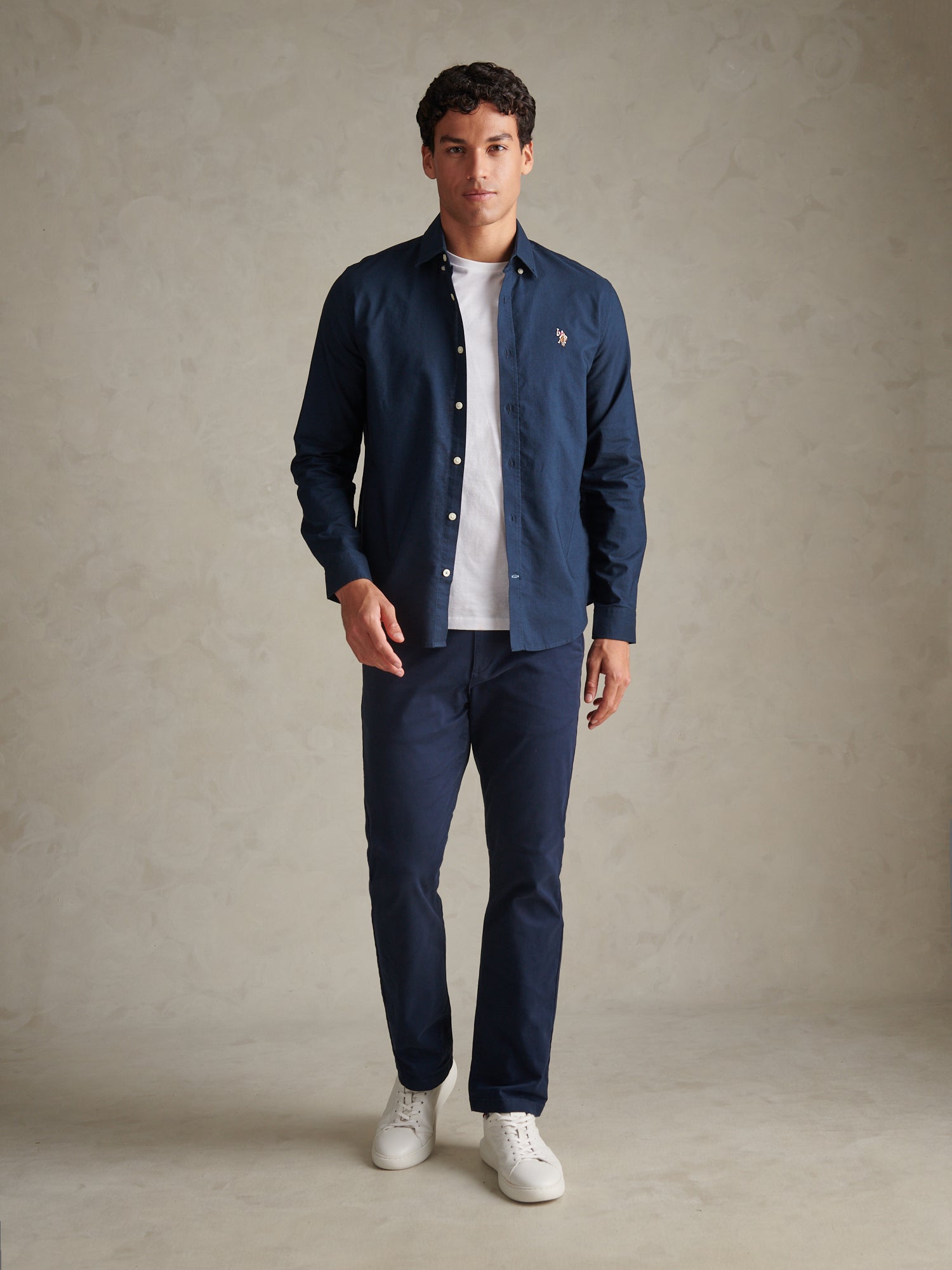 Mens Peached Oxford Shirt Dark Sapphire Navy – U.S. Polo Assn. UK
