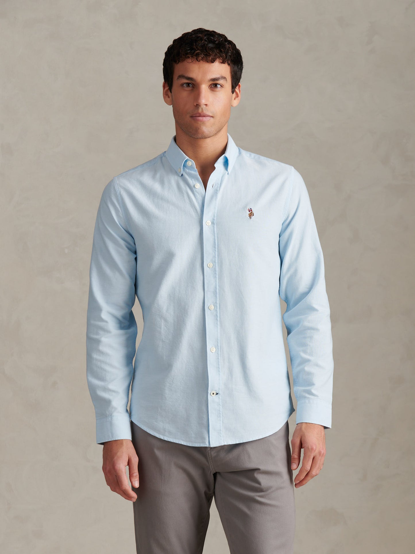 Mens Peached Oxford Shirt  in Ice Blue