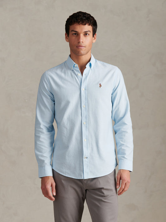 Mens Peached Oxford Shirt  in Ice Blue