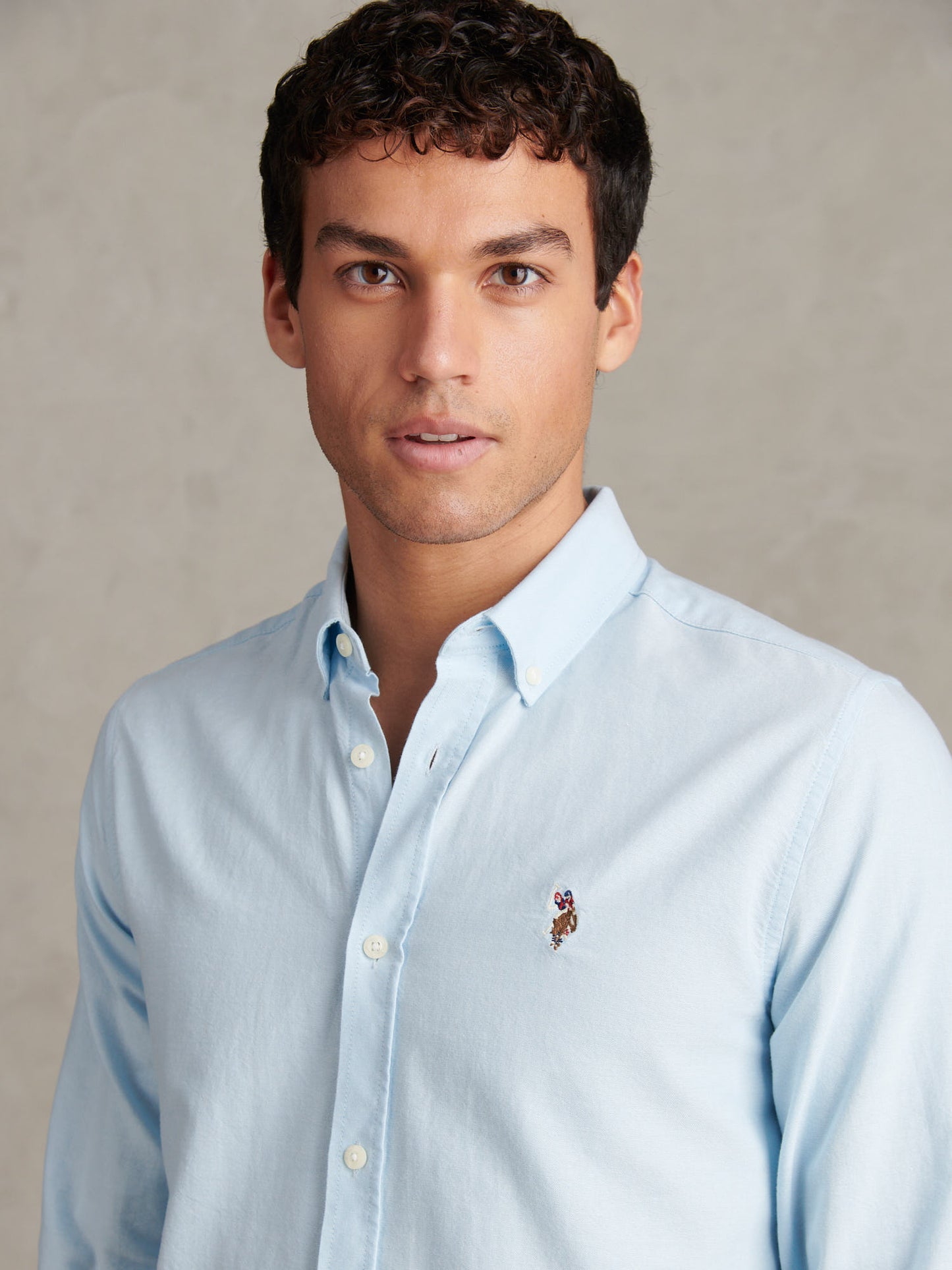 Mens Peached Oxford Shirt  in Ice Blue