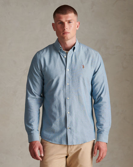 Mens Peached Oxford Shirt Provinical Blue