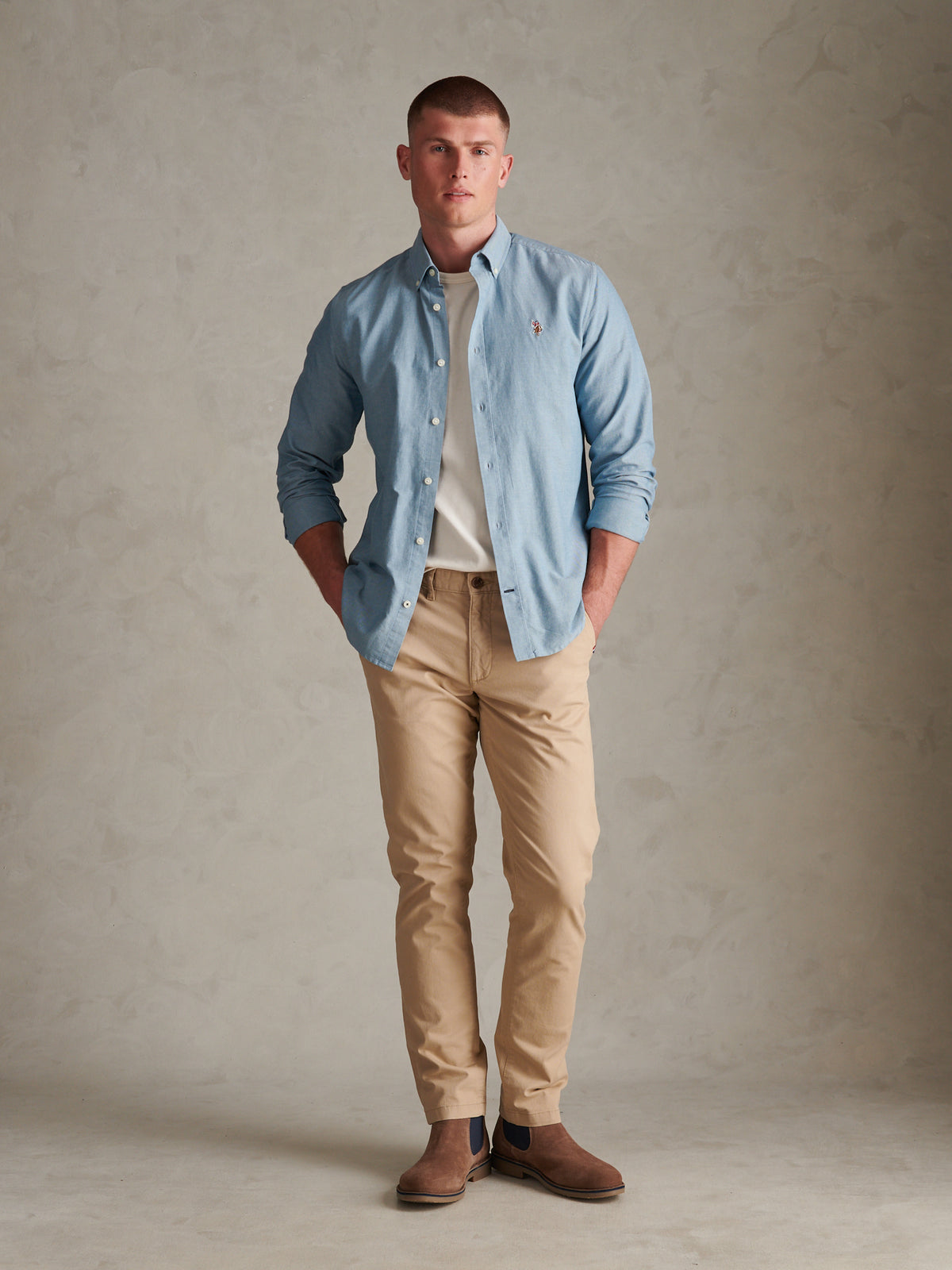 Mens Peached Oxford Shirt Provinical Blue