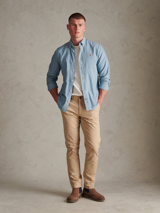 Mens Peached Oxford Shirt Provinical Blue