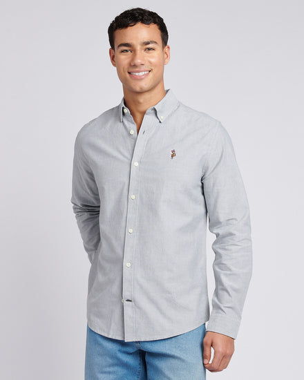 Mens Peached Oxford Shirt Mulled Basil