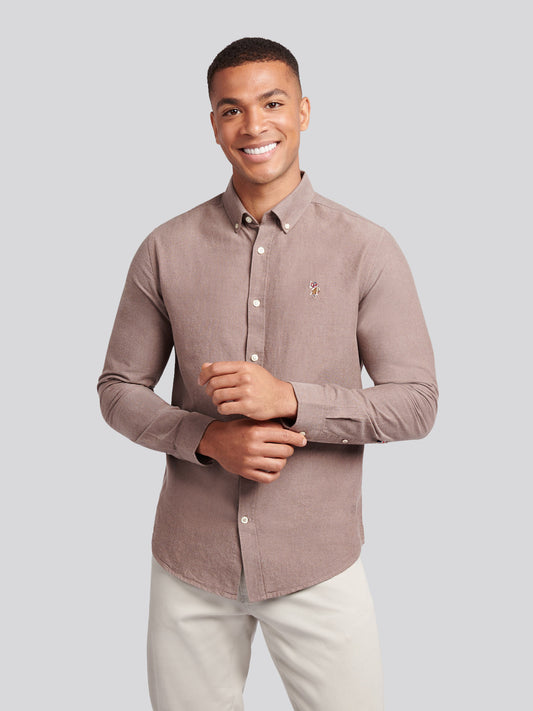 Mens Peached Oxford Shirt  in Chocolate Martini