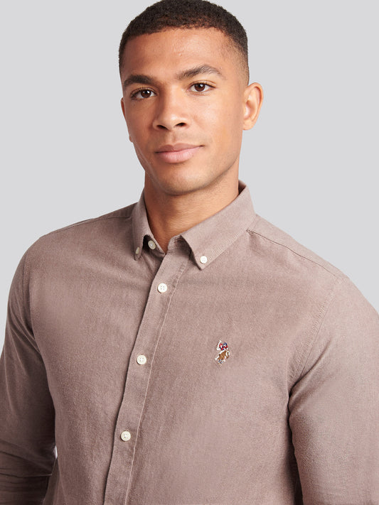 Mens Peached Oxford Shirt  in Chocolate Martini