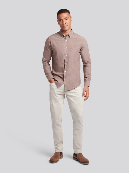 Mens Peached Oxford Shirt  in Chocolate Martini