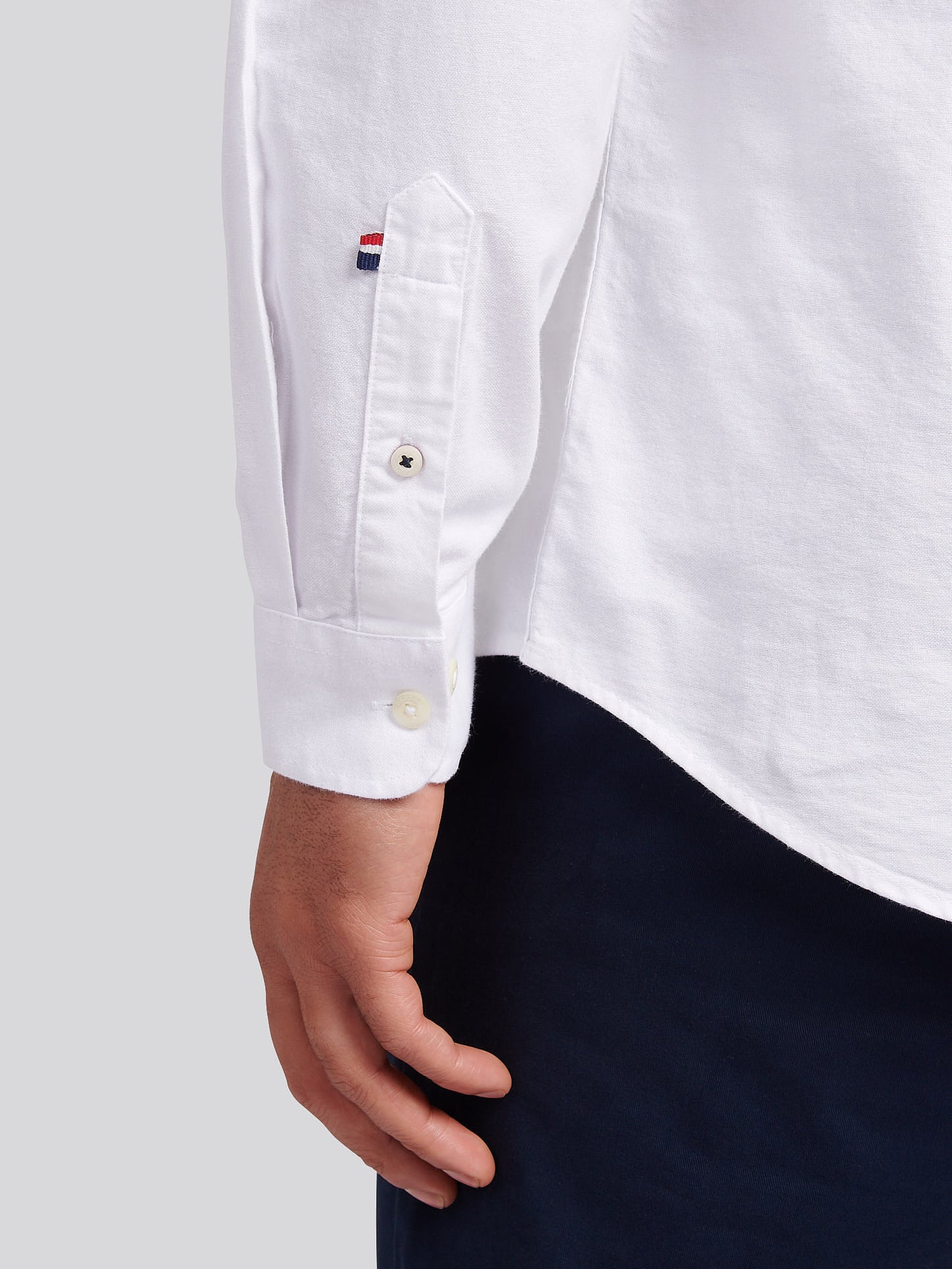 Mens Peached Oxford Shirt White / Dark Sapphire Navy DHM